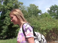 18 ans, Blonde, Collège université, Faciale, Allemand, De plein air, Public, Adolescente
