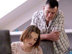 Old man drills bald pussy of jaw-dropping schoolgirl..