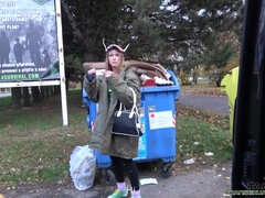 Chica, Loco, Checa, Erótico, Al aire libre, Público, Flaco, Tetas