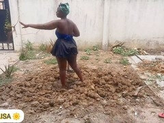 Africano, Culo grande, Ébano, Granja, Pies, Casero, Bragas, Spandex