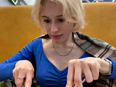 美女, ブロンド, ヨーロピアン, フェティッシュ, フィストファック, オナニー, 公共, シャワー