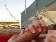Leie, Strand, Spermaladung, Französisch, Orgasmus, Im freien, Öffentlich, Spanner