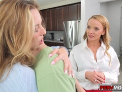 Stepmom caught her stepsister sucking her stepsons cock