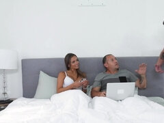 Tanned goddess drilled by stepson near her husband