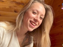 Perfect blonde cowgirl rides hard for double creampie pleasure from a guy's POV