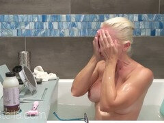 Amateur, Américain, Salle de bains, Énorme, Petite femme, Chatte, Softcore, Nénés