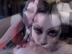 Grote kont, Zwart, Rondborstig, Diep in de keel, Gezichtspunt, Slet, Tatoeage, Tieten likken