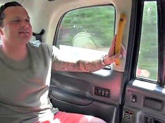 Female Fake Taxi Blonde drivers big tits get covered in cum