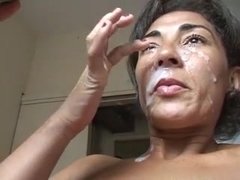 Brazilian MILF Gets Eye Cumshot