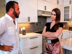 お尻, ブロンド, フェラチオ, バック, 毛深い, キッチン, スラップ, ティーン