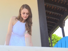 Nahaufnahme, Kleid, Extrem, Absätze, Masturbation, Orgasmus, Öffentlich, Solo