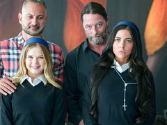 18 ans, Blonde, Brunette brune, Groupe, Embrassement, Chevaucher, Adolescente, Nénés