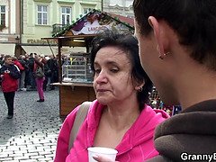 Horny old granny gets picked up and pounded by lucky dude