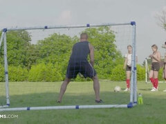 ULTRAFILMS Football girl team play undressing with the coach & give him the best fuck in his life