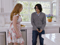 デカパイ, フェラチオ, バック, ドレス, キッチン, 淫乱熟女, お金, オマンコ