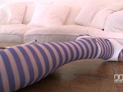 Rubia, Checa, Tacones, Tetas naturales, Perforación, Coño, Solo, Medias largas