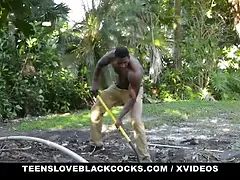 Teeny little blonde Chloe Temple takes big ebony cock