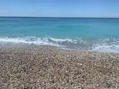 Leie, Strand, Paar, Spermaladung, Europäisch, Griechisch, Riesig, Im freien