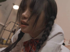Petite Pigtail Asian chick rides a dick until she has an orgasm