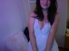 Exotic Asian cumslut with hairy armpits and perky tits teasing on webcam