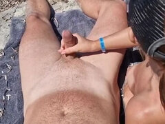 Playa, Despelote, Pajear, Desnudo, Al aire libre, Polaco, Público, Chupando