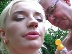 Blondine, Grossvater, Massage, Muschi, Russisch