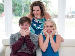 Grote lul, Blond, Hondjeshouding, Gezin, 1 man 2 vrouwen, Rijpe lesbienne, Gezichtspunt, Trio