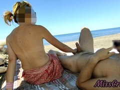 Leie, Strand, Grosser schwanz, Spermaladung, Flashen, Masturbation, Nudist, Öffentlich