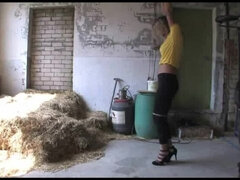 Rubia, Amarrada, Tacones, Afeitado