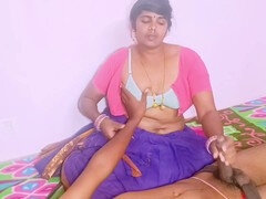 Desi auntie gives mind-blowing blowjob to a thick customer while talking dirty in Telugu