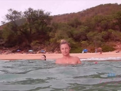 Leie, Strand, Bikini, Freundin, Masturbation, Nackt, Im freien, Pov