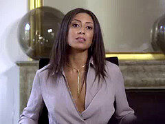 アナル, フェラチオ, なめる, オフィス, オーガズム, 穴開きパンティ, ストッキング