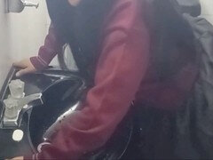 18 años, Cuarto de baño, Universidad, Linda, Indio, Coño, Medias largas, Uniforme