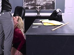 Blondine, Blasen, Bekleidet, Aufs gesicht abspritzen, Brille, Hd, Lecken, Büro