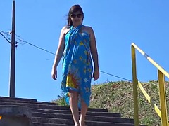 Amateur, Plage, Brunette brune, Rondelette, Fille latino, Nue  à poil, Public, Épouse