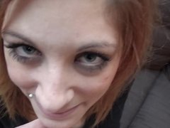Sexy redhead sucks dick & has pov sex for money