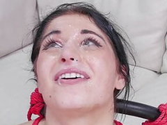 Aroused bdsm slut throating dick