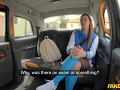 Olivia Sparkle's virgin pussy pounded hard in the back of a taxi for the first time