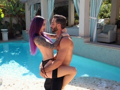 Purple hair squirter is going to really dig the dick