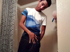 Hung Latin Shower Jacking