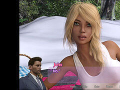 Brunette teen, skinny dipping, visual novel