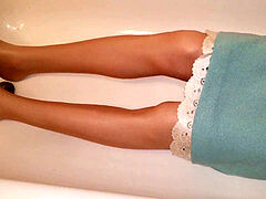 WAM lined office mini-skirt & satin slide