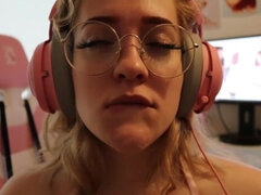 Idk who this is - sweet babe in eyeglasses masturbating solo on webcam