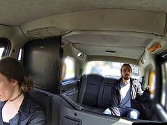 Female taxi driver fucking a poor client