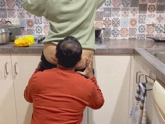 Desi step sister with big tits gets her ass kissed, squeezed, and pleased in the Indian kitchen!