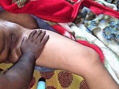 Wife gets turned on by the vibrator while noises get louder