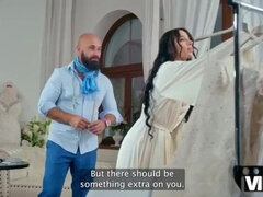 Chica, Belleza, Novia, Morena, Engañando, Vestido, Medias largas, Boda