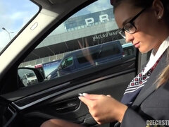 Cul, Faciale, Lunettes, De plein air, Pov, Public, Hôtesse de l'air, Adolescente