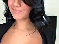 Sultry Latin brunette gives deep blowjob and riding a big Schlong