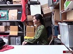 Asian babe fucking the officer who caught her shoplifting